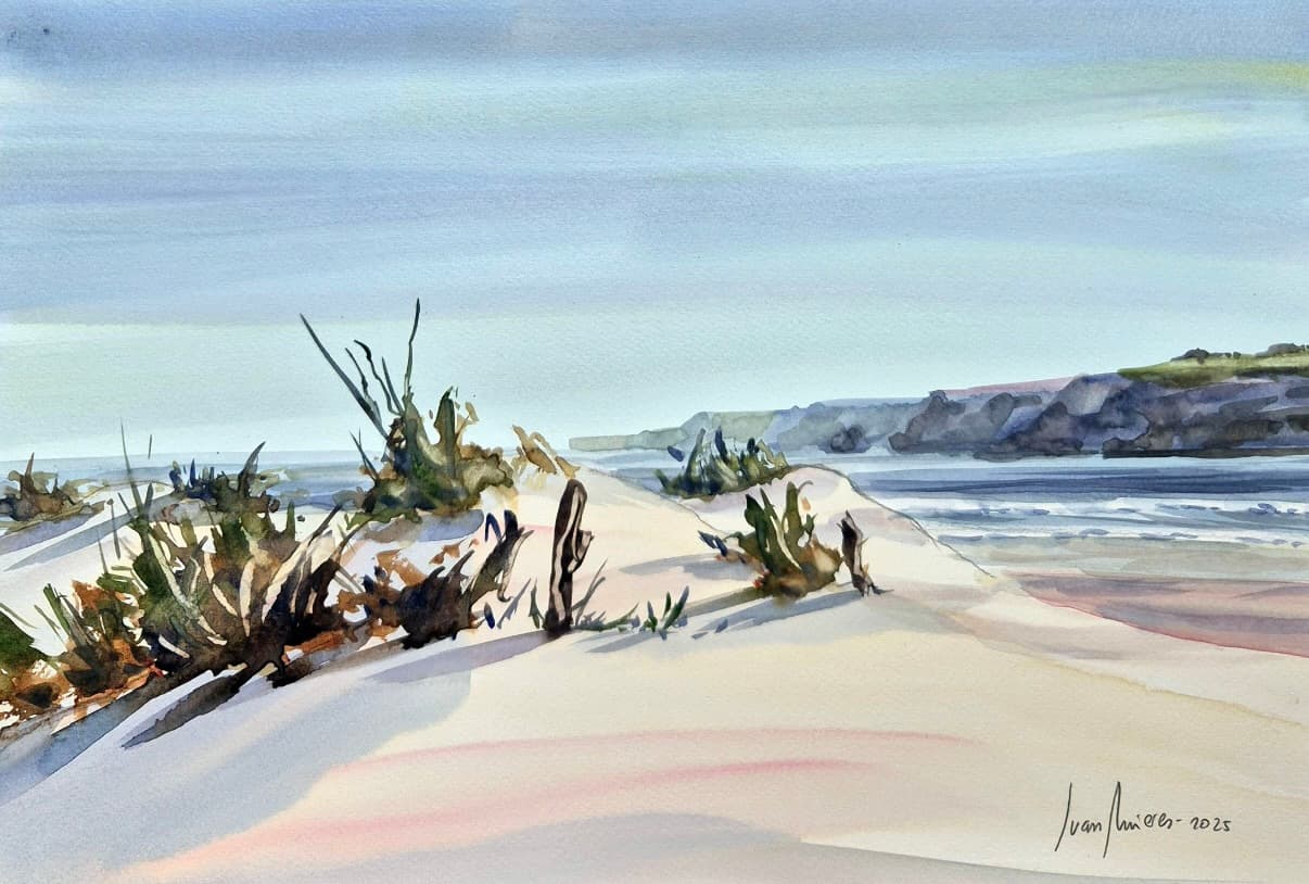 Watercolor on cold-pressed paper by Juan Mieres, titled Dunes